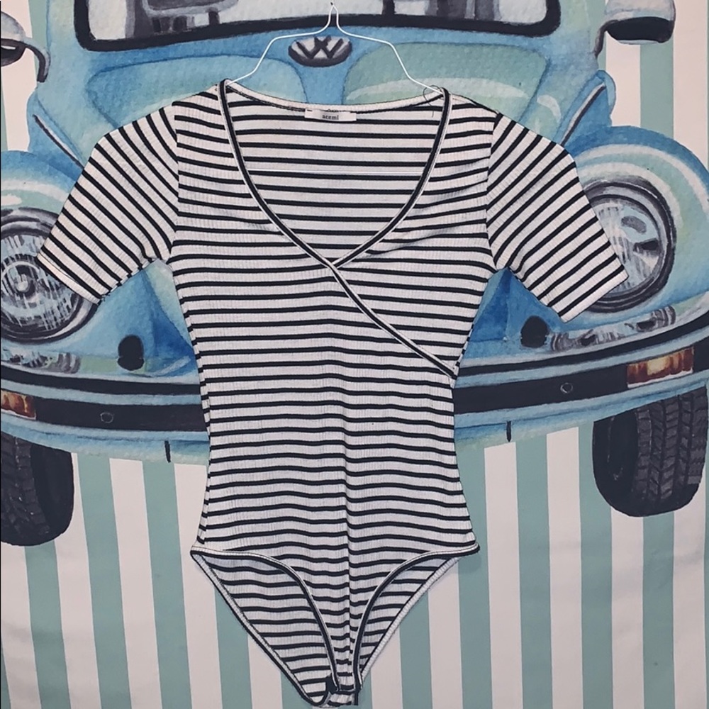 Size Small, Black and White striped body suit!!